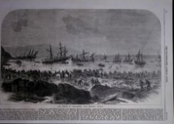 The Ship Wrecks Broadstairs Near Brixham Torbay Antique Woodcut Engraving.