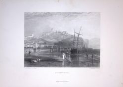 J.M.W Turner View of Scarborough From The Beach Antique Steel Engraving-49-TR