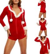 Women Christmas Shorts Hood Bodysuit L2298 SKU - 4636