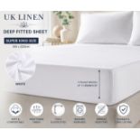 UK Linen Deep Fitted Sheet Super King White Extra Deep Soft Hotel Quality Bedding