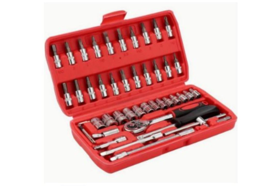 46 Pcs Socket Wrench Set 1/4" Wrench Set Mechanical Tool Set, Ratchet Set - Image 1 of 3