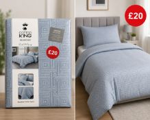 Cotton King Cool & Crisp Single Duvet Cover Set – Blue Geometric – Egyptian Cotton Touch