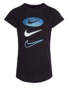 Nike Girls Daze Pill Swoosh T-Shirt – Black – Age 4 Years – Short Sleeve