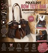 Women’s Brown Polka Dot Bow Tote Bag | Large Capacity Lace Trim Shoulder Handbag | Coquette Y2K S...
