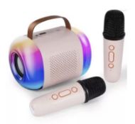 Portable Bluetooth Karaoke Machine With 2 Microphones – LED Lights & Voice Effects (Bluetooth 5.3...