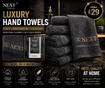 NEXT Collection Charcoal Cotton 3 Pack Hand Towel – 50 x 90cm Luxury Hotel Quality