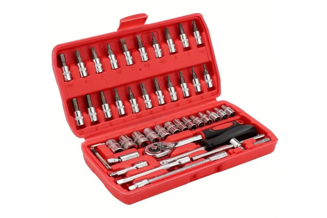 46 PCS Socket Wrench Set 1/4"" Wrench Set Mechanical Tool Set Ratchet Set - Image 1 of 2