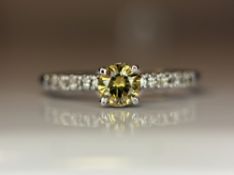 Beautiful 0.26 Ct Natural Champagne Solitaire Diamond & 18k Gold