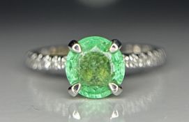 Beautiful 1.03ct Natural Emerald With Natural Diamonds & 18k Gold