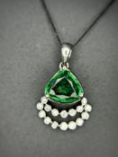 Beautiful 1.37ct Natural Emerald Pendant With Diamonds & 950 Platinum