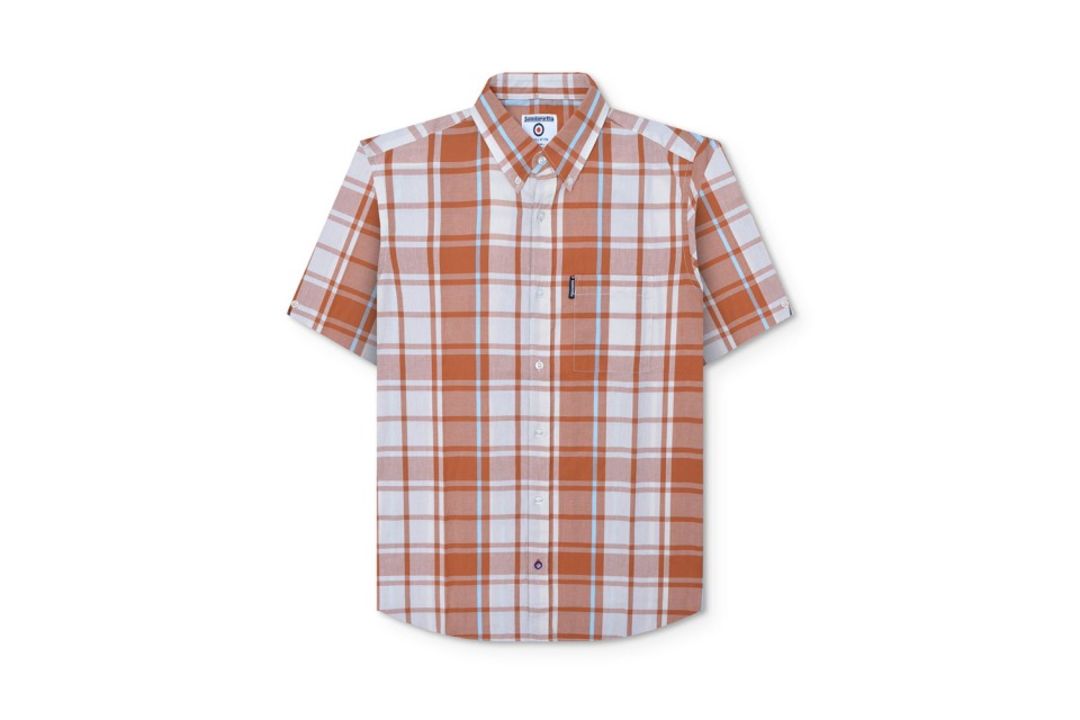 Lambretta Check Shirt Rust/White RRP £40.00 Size XL - L29c SKU-4454