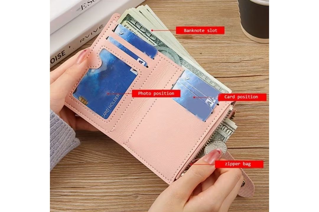 Women's Fashionable Multi-Zipper Clasp Short Wallet - Red L6b SKU-4730 - Image 2 of 2