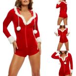 Women Christmas Shorts Hood Bodysuit L6b SKU-4636