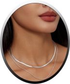 10 x Snake Chain Necklace 14K Gold/Silver Plated Herringbone Necklace L28b SKU-4637