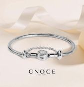 GNOCE Stainless Steel Charm Bracelet – Snake Chain DIY Bangle with Round Clasp