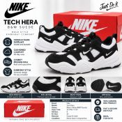 Nike Tech Hera B&W Suede Trainers UK 8 EU 42 Black White Chunky Sneakers BNIB