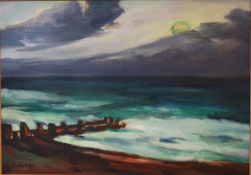 Höhne, Franz, Am Strand, Öl, sig., 32 x 46