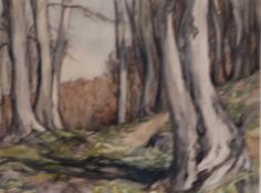 Hennemann-Bartsch, Helene, Waldweg, Aqua, sig., 48 x 63