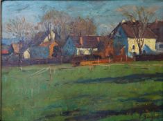 Büchsel, Elisabeth, Fischerhäuser, Öl, sig., 22 x29