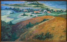Andrae, Elisabeth, Inselblick, Öl, sig., 28 x 45 Hiddensoer Künstlerinnenbund