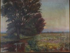 John, Eugen, Am Bach, Öl, sig., 59 x 78