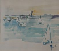 Kinder, Hans, Boote, Aqua, mg, 22 x 27