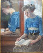 Büchsel, Elisab., Elisabeth liest G. Hauptmann, Öl, sig., 98 x 79