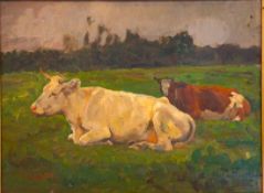 Frenzel, Oskar, Zwei Kühe, Öl, sig., 34 x 47, Künstlerkolonie Ahrenshoop