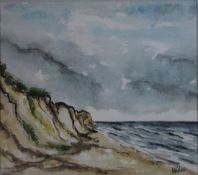 Hülsse, Georg, Steilufer, Aqua, sig., 18 x 20