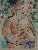 Hitz, Dora, Mutter mit Kind, Mt, sig., 25 x 19