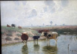 Grebe, Fritz, Kühe am Bodden, Öl, sign., Künstlerkolonie A`hoop, 52 x 74