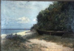 Bunke, Franz, Boote am Strand, Öl, sign., Künstlerkol. Schwaan, 42 x 62