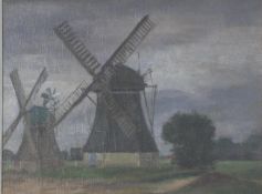 Eicken, Elisabeth v., Zwei Windmühlen, Öl, sign., Künstlerkolonie A`hoop, 31 x 40