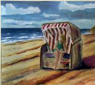 Büchsel, Elisabeth, Strandkorb, Mischt., monogr., 24 x 27