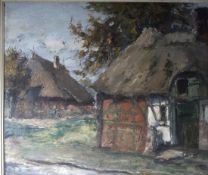 Büchsel, Elisabeth, Häuser auf Hiddensee, Öl, monogr., Hiddensoer Künstlerinnenbund (HKB), 48 x 58