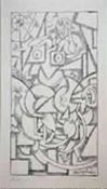 Bauer, Rudolf, ohne Titel, Druck, sign., 28 x 15