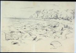 Andrae, Elisabeth, Am Strand, Blei., sign., 20 x 28
