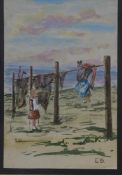 Büchsel, Elisabeth, An der Kletterstange, Mischt., monogr., 20 x 13