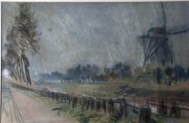 Gerresheim, Anna, An der Mühle, Pastell, sign., Künstlerkoloinie A`hoop, 29 x 45