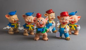 6-teiliges Konvolut von Walt-Disney-Gummifiguren (Italien, 60er J.)