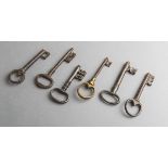 6-teiliges Konvolut von historischen Schlüsseln (17.-19. Jh.)