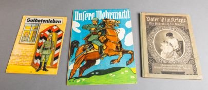 3-teiliges Konvolut von militärischen Kinderbüchern (1. u. 2. WK)