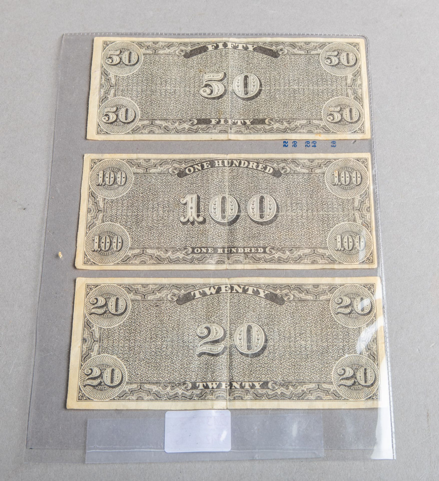 3-teiliges Konvolut von Banknoten "Confederate States of America Dollars" - Bild 2 aus 2