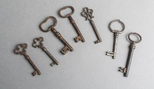 7-teiliges Konvolut von historischen Schlüsseln (18./19. Jh.)