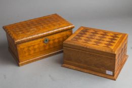 2-teiliges Konvolut von Holzschatullen/ Marketerie-Boxen (19./20. Jh.)