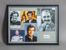5-teiliges Konvolut von Autogrammkarten u. Fotografien "James Bond" (20./21. Jh.)
