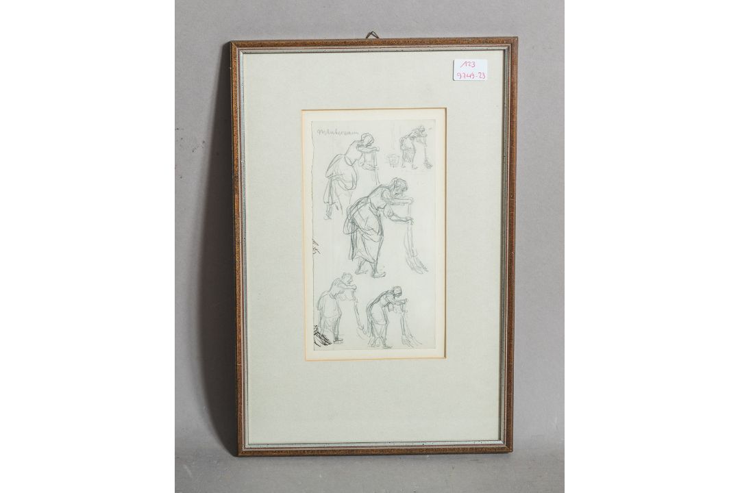 Liebermann, Max (1847 - 1935), Figurenstudie einer Frau m. Besen