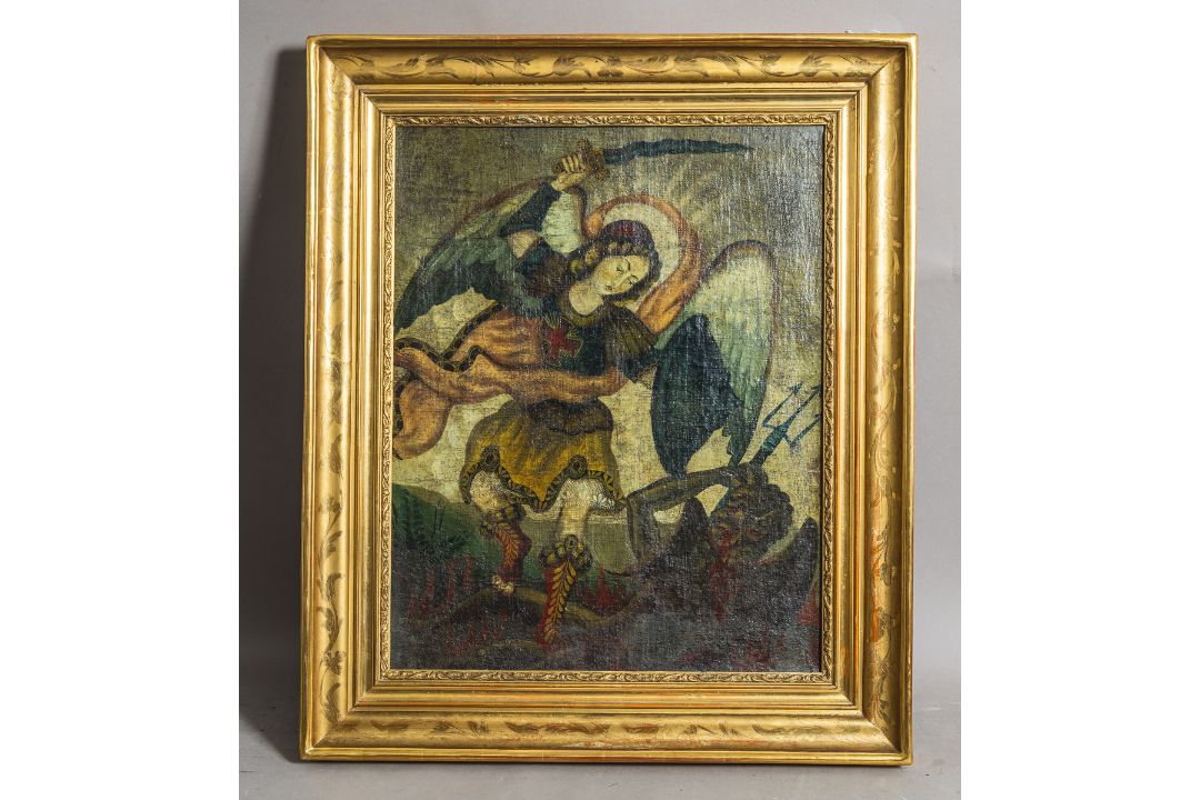 Künstler/in unbekannt, Erzengel Michael besiegt den Teufel (wohl Mexiko, 17./18. Jh.) - Bild 1 aus 3