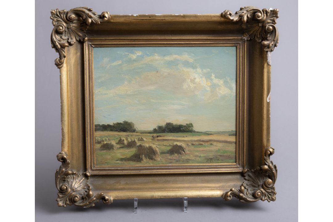 Riddel, James Alick (1857 - 1928), Landschaft nach der Getreideernte - Bild 1 aus 4