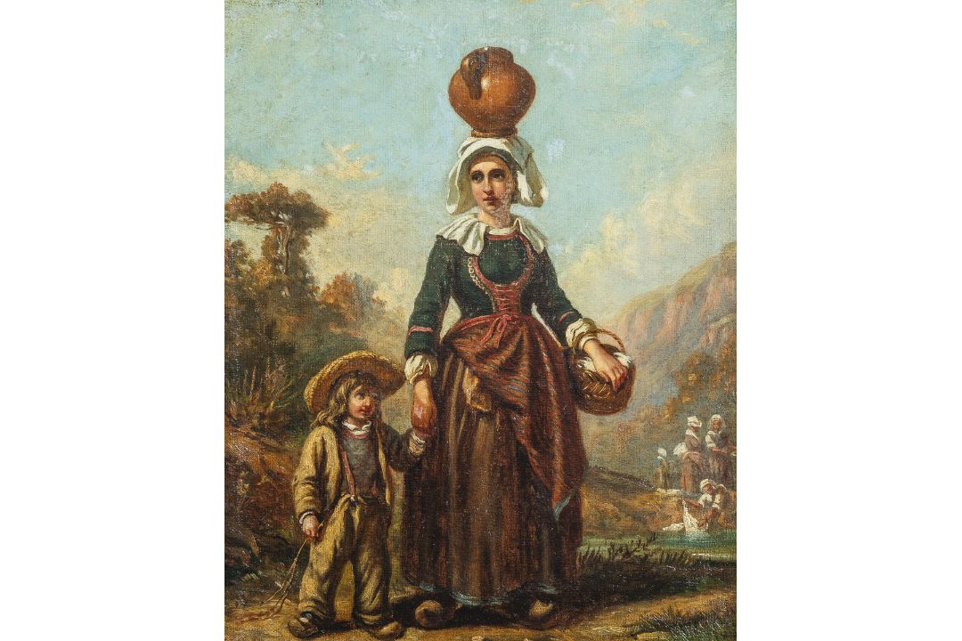 Delacroix, Auguste (1809 - 1868), Frau mit Wasserkrug und Kind - Bild 4 aus 4